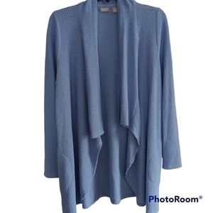 Chico's Zinergy Baby Blue Waffle Cardigan Wrap Snap Closure 8/10